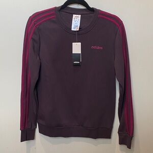 Adidas Women's Crewneck Sweater in Dark Purple with Pink Accents